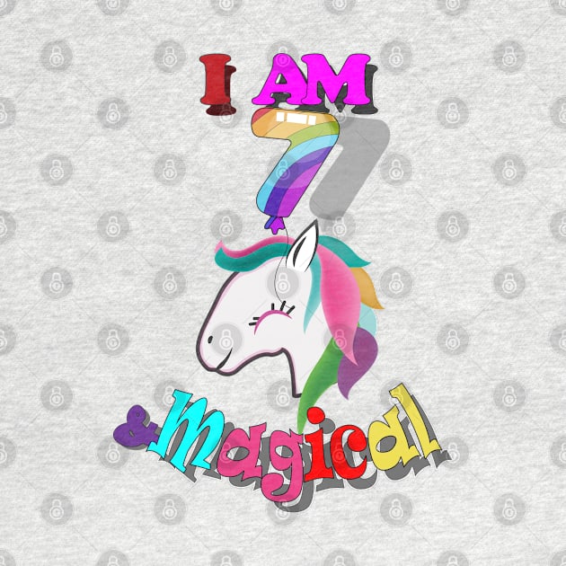 unicorn 7th birthday: I am 7 and magical by bratshirt